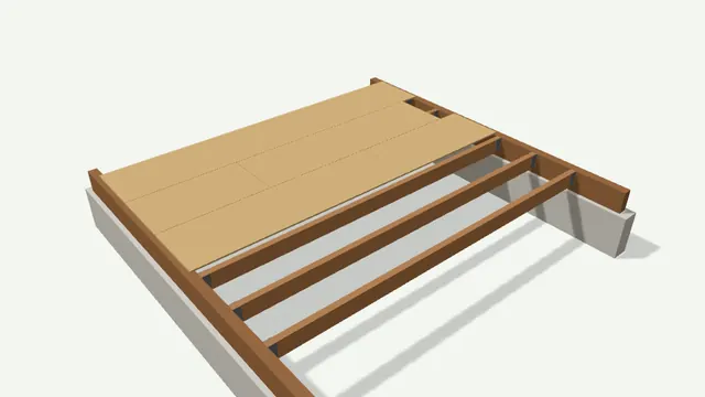 Plancher en dalles OSB sur solives en 3D